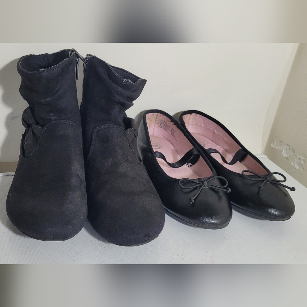 Girls Black Boots and Flatshoes size 1 & 2